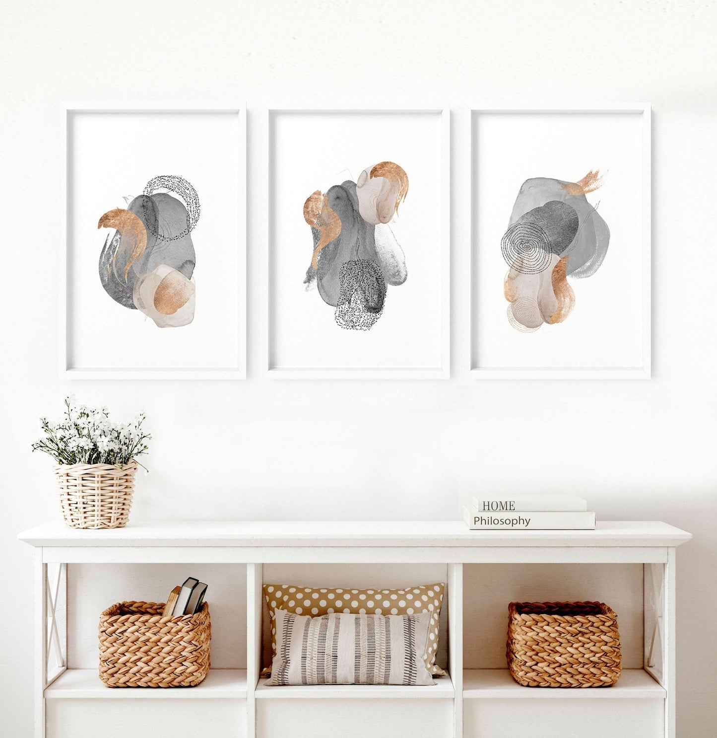 Large abstract prints | set of 3 wall art for living room